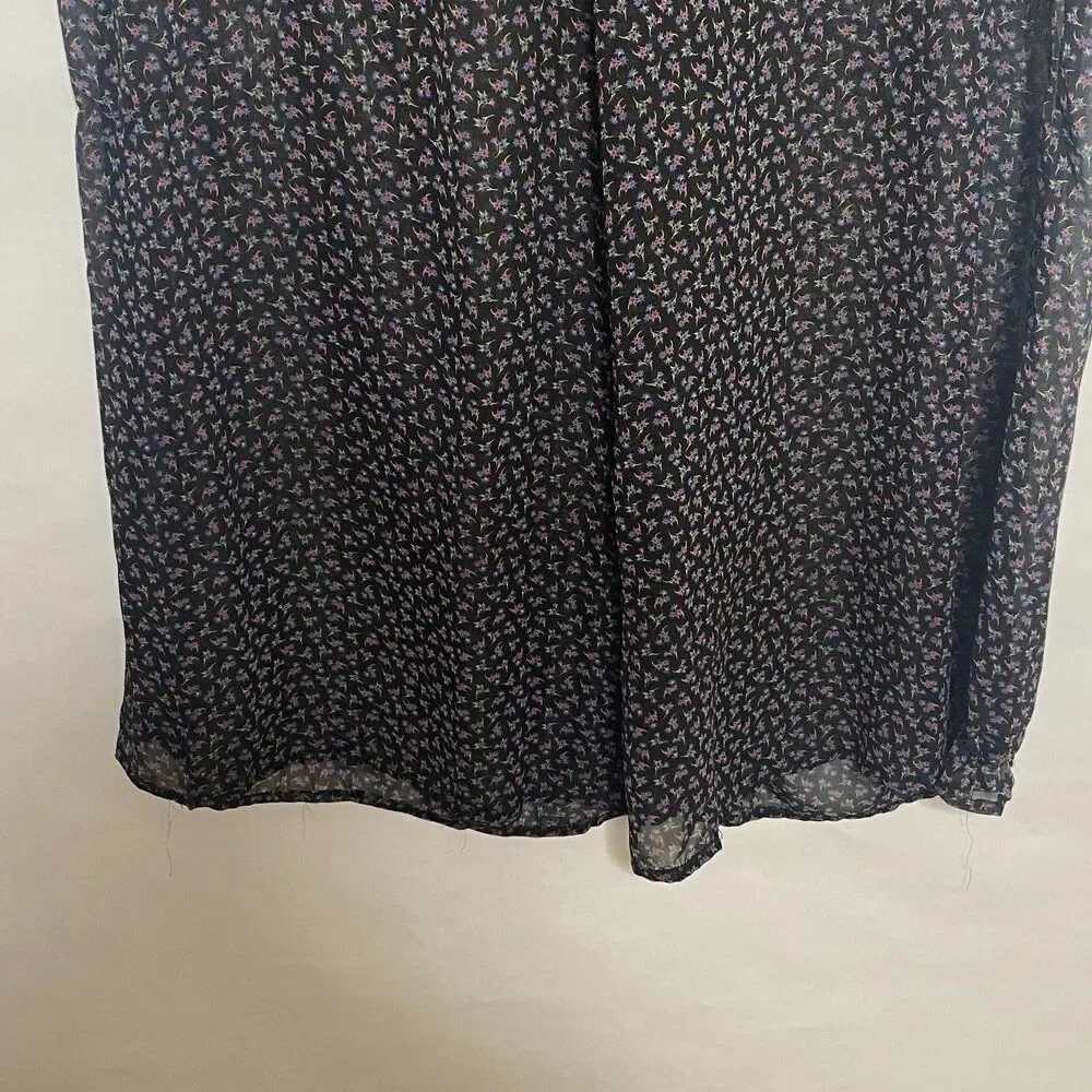 Forever 21 Midi Skirt Women Size Medium Black Multi Floral Print Ankle Lined